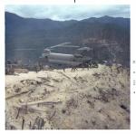 Chinook landed at FSB O'Reilly, Notice the front wheels are in the air.